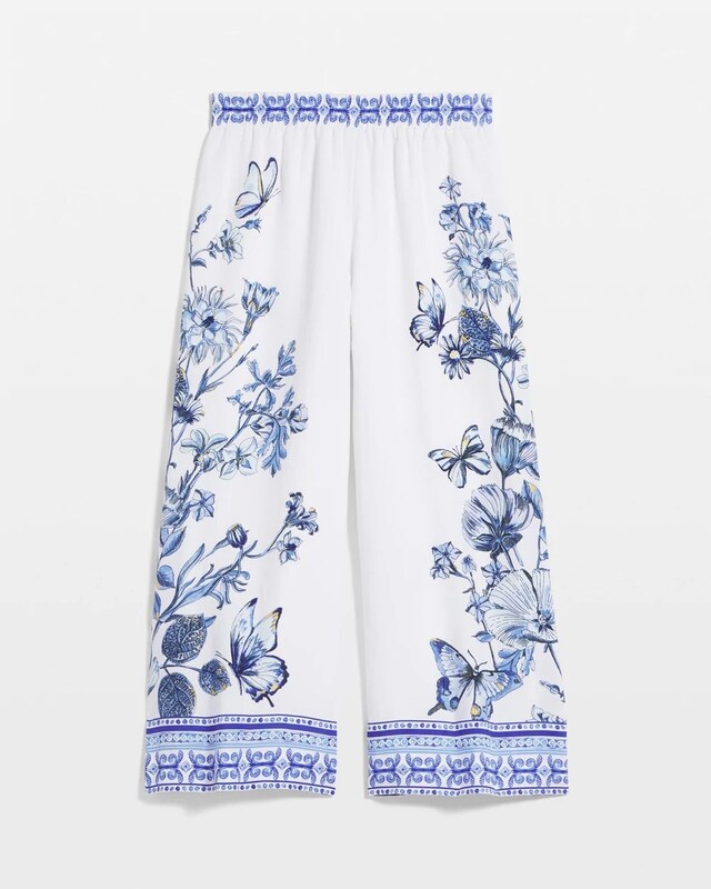 Butterfly Pull-On Linen Cropped Pants - image 5